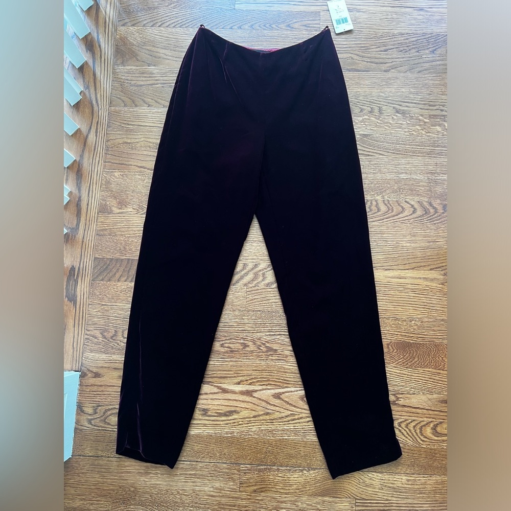 NWT DANA BUCHMAN Velvet Pants Wine Burgundy Lined Soft Whimsigoth Dressy 6